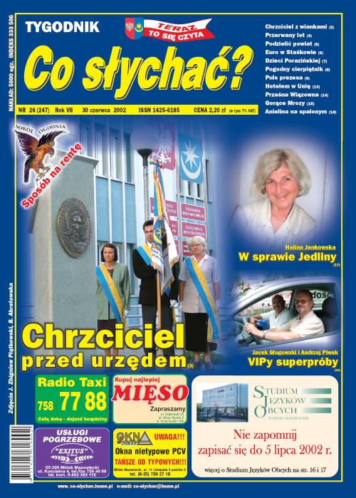 Okładka gazety Co słychać? - nr 26 (247) 2002